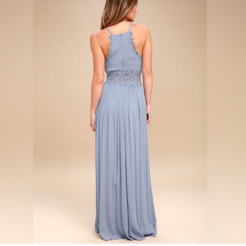 Lulu's This is Love Slate Blue Lace Maxi Dress - Picture 3 of 13